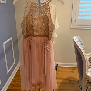 Pink and beige tulle bottom dress